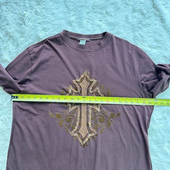 Johnny Max Mens Shirt Size Large Long Sleeve Christian Cross Faith Embroidered - Picture 10 of 12